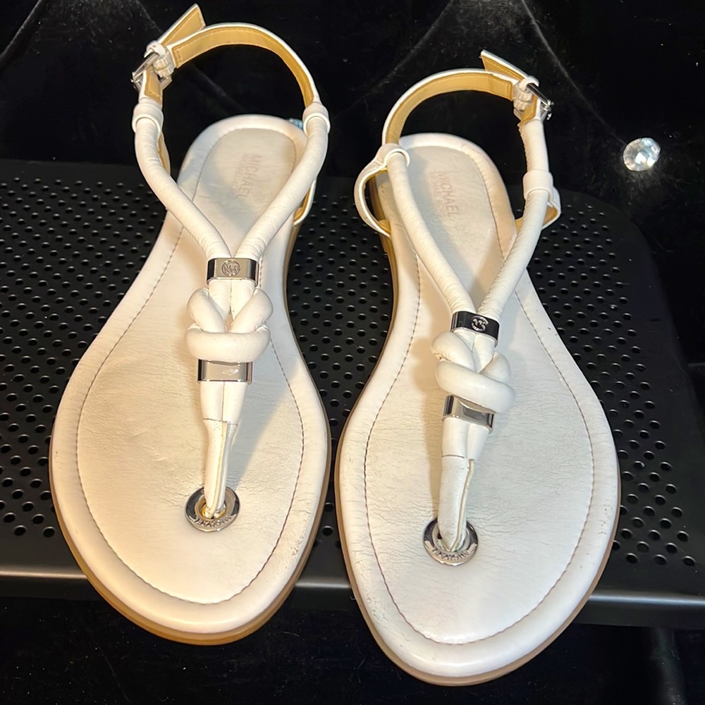 Michael Kors White Leather Sandals - Picture 3 of 7